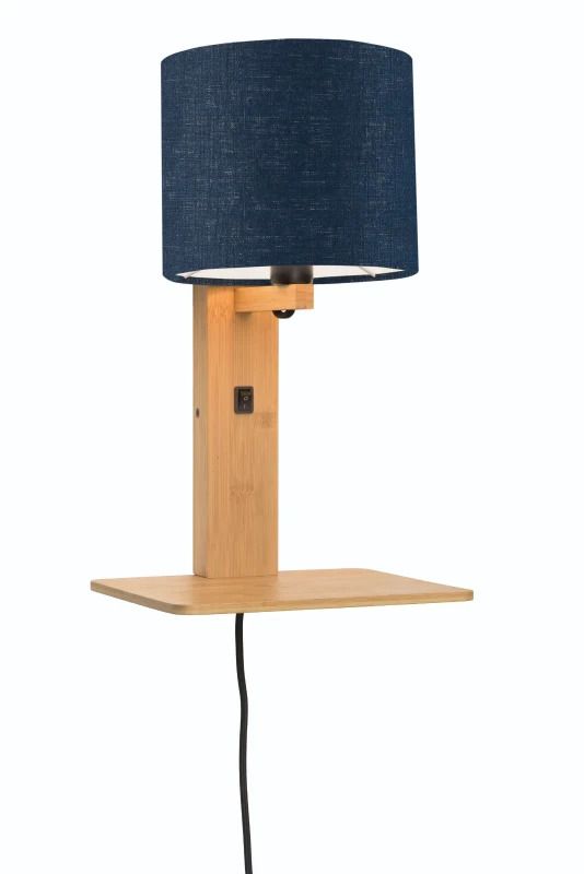 Good&Mojo Bamboe LED Wandlamp Andes | 1X E14 Max 40W | Blue Denim