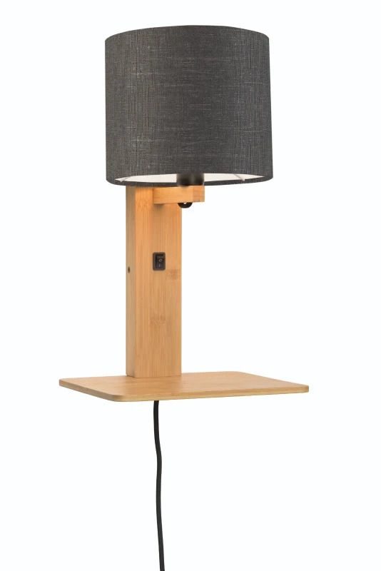 Good&Mojo Bamboe LED Wandlamp Andes | 1X E14 Max 40W | Dark Grey