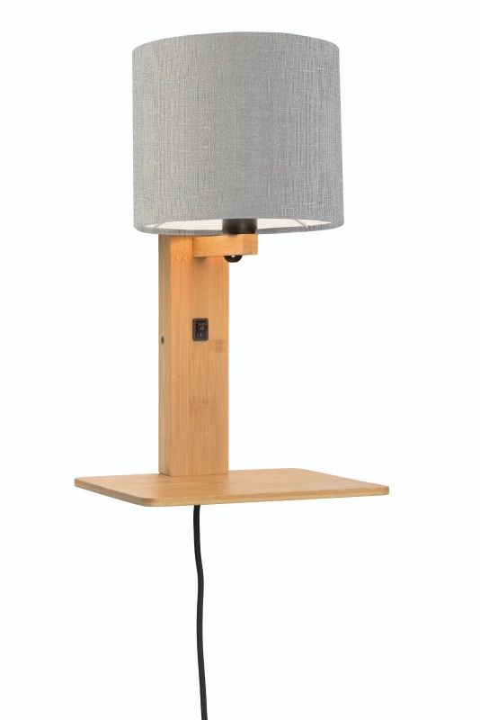 Good&Mojo Bamboe LED Wandlamp Andes | 1X E14 Max 40W | Light Grey