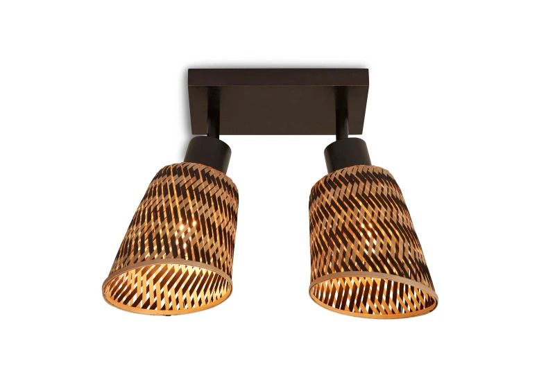 Good&Mojo Bamboe LED Plafondlamp Java | 2X E27 Max 60W | Natural/Black
