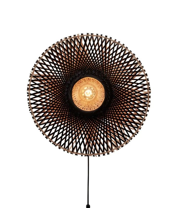 Good&Mojo Bamboe LED Wandlamp Kalimantan | 1X E27 Max 60W | Black/Natural