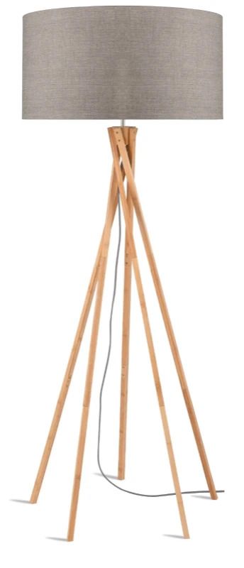 Good&Mojo Bamboe LED Staande Lamp Kilimanjaro | 1X E27 Max 60W | Dark Linen