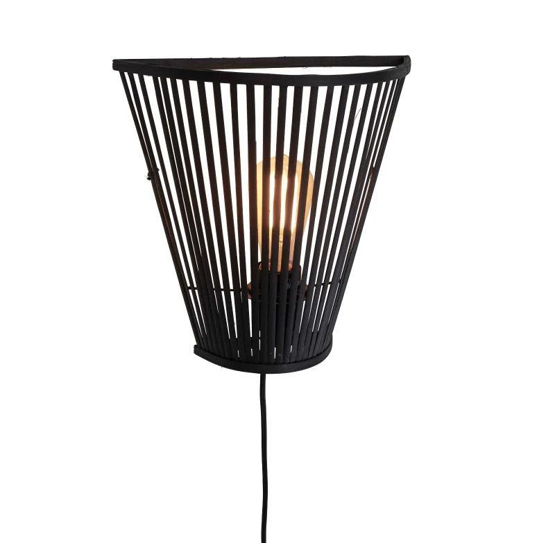 Good&Mojo Bamboe LED Wandlamp Merapi | 1X E27 Max 60W | Black