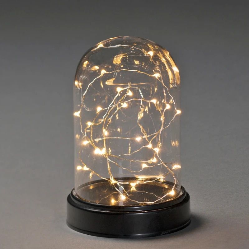 Konstsmide LED Glazen Stolp | 1.92W Extra Warmwit | 30 Lichtpunten | 17,5cm | 1,5V op batterij | Binnengebruik | On/Off/6u timer
