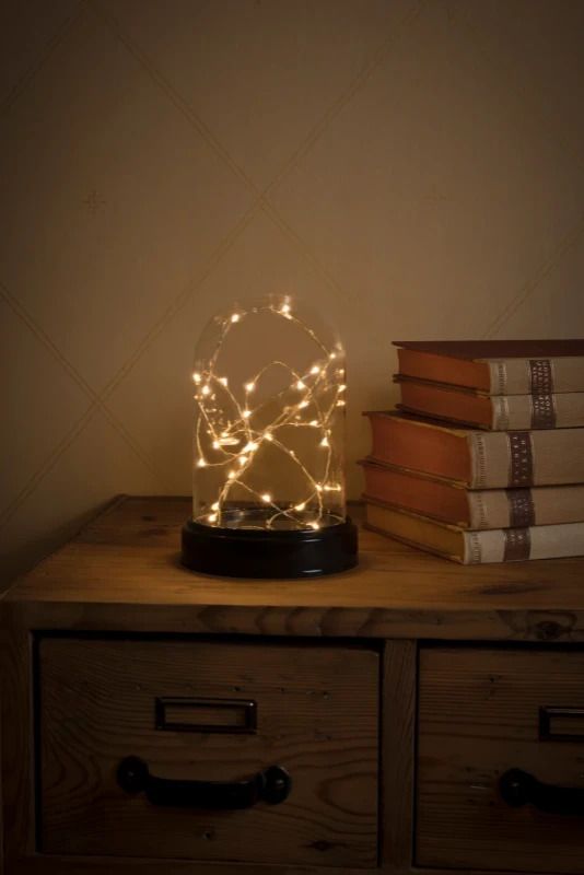 Konstsmide LED Glazen Stolp | 1.92W Extra Warmwit | 30 Lichtpunten | 17,5cm | 1,5V op batterij | Binnengebruik | On/Off/6u timer