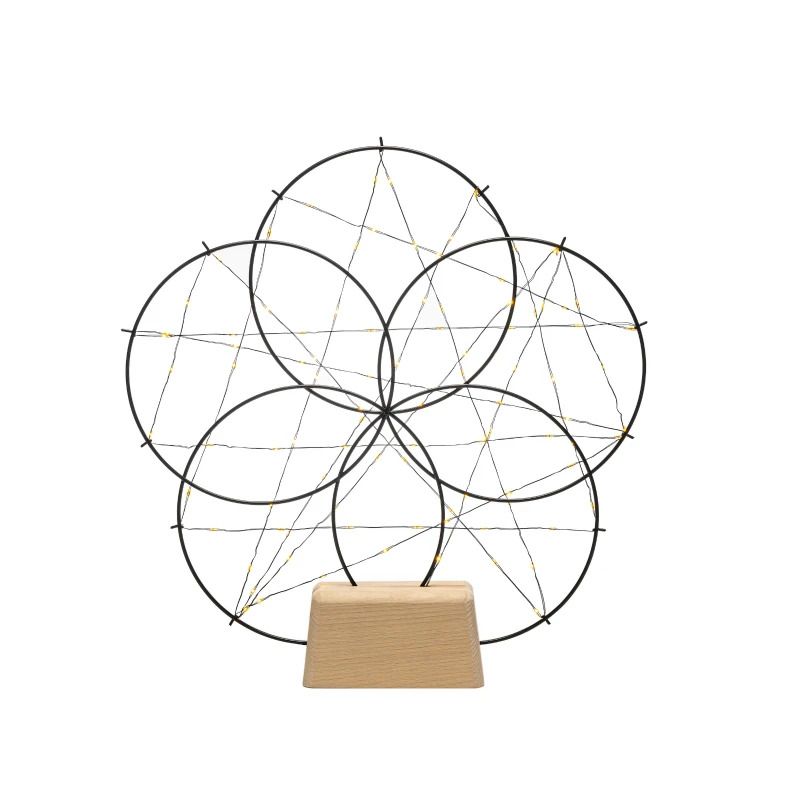 Konstsmide LED Dreamflower Frame | 2W 4.5V | 100 Lichtpunten Extra Warm Wit | Dimbaar Memory On/Off | 40x44cm | Binnengebruik Zwart/Hout