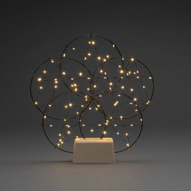 Konstsmide LED Dreamflower Frame | 2W 4.5V | 100 Lichtpunten Extra Warm Wit | Dimbaar Memory On/Off | 40x44cm | Binnengebruik Zwart/Hout