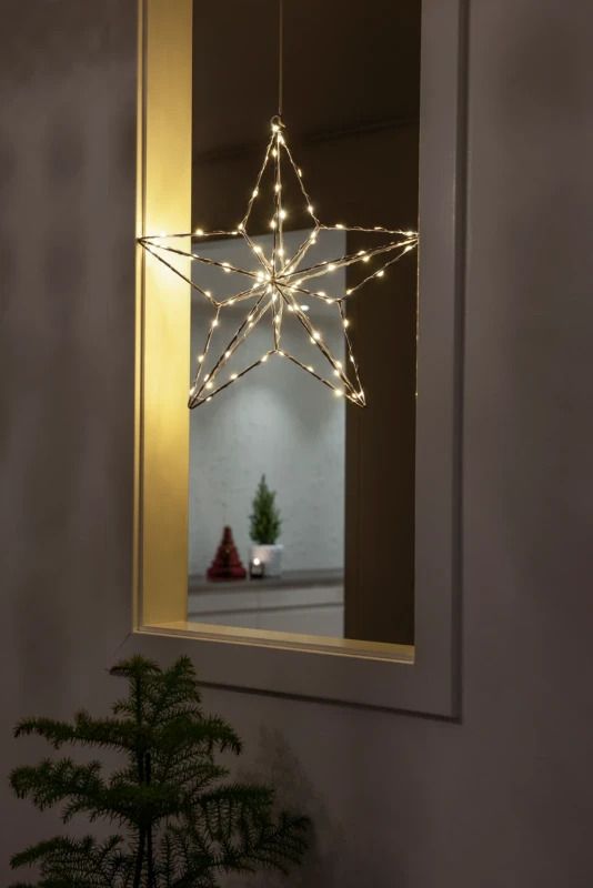 Konstsmide LED Metalen Ster | 90 Lichtpunten Extra Warmwit | 2,7W 4,5V | Alleen voor binnen | Niet dimbaar