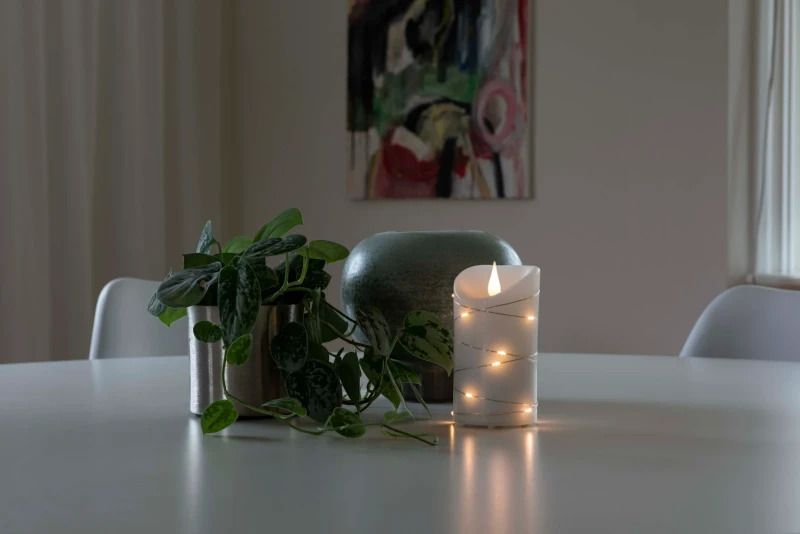 Konstsmide LED Waskaars | 13 Lichtpunten Extra Warmwit | 1.5V Batterij | Timer 4/8 uur | Ø7.5cm x 13.5cm | Binnengebruik