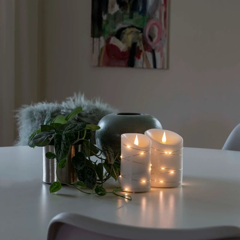 Konstsmide LED Waskaars | 13 Lichtpunten Extra Warmwit | 1.5V Batterij | Timer 4/8 uur | Ø7.5cm x 13.5cm | Binnengebruik