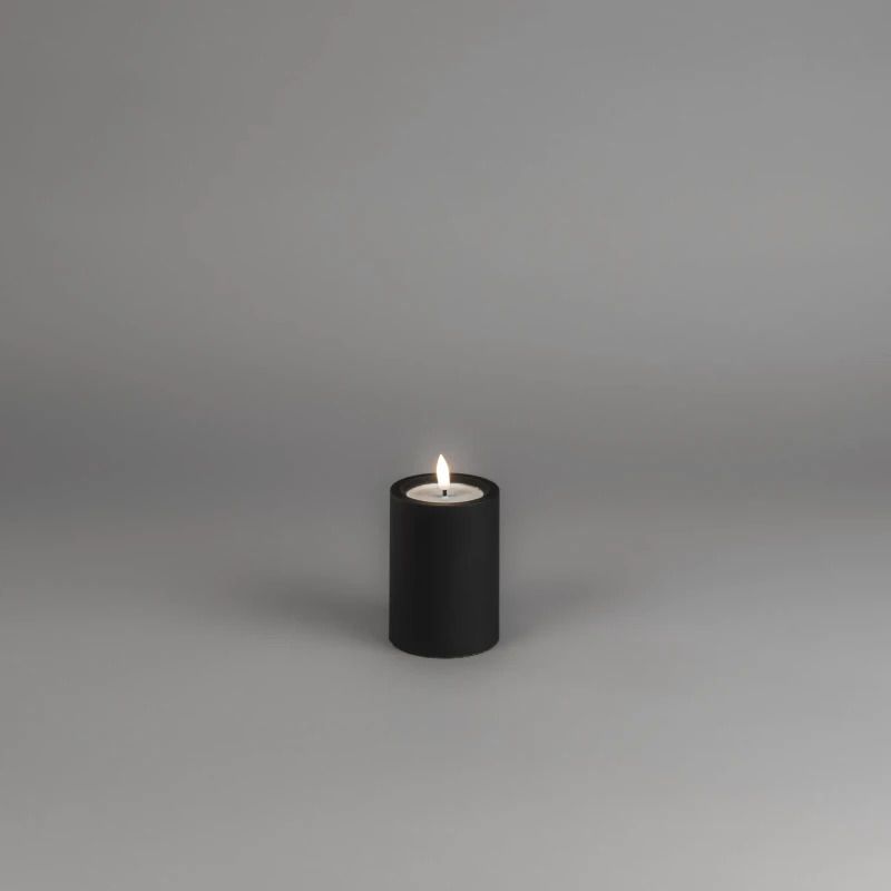 Konstsmide LED Kaars | Soft matzwart | On/off/6u timer | 10x7cm hxb | 2x AA batterij (excl) | Buiten gebruik