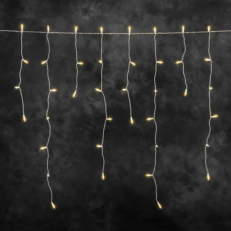 Konstsmide LED Lichtsnoer Icicle | 4W 200 Lichtpunten Extra Warmwit | 31V | 5m breed | 13cm spacing | 10m aansluitsnoer | Buiten Gebruik
