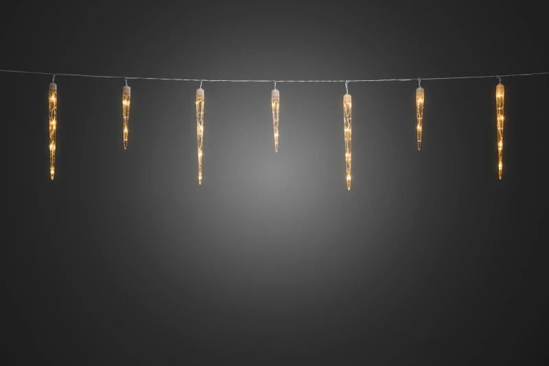 Konstsmide LED IJspegel Lichtketting | 5,76W Extra Warmwit 24V | 96 Lichtpunten | 32 Pegels 21/32cm | 5m breed | Transparante kabel | Buiten IP44