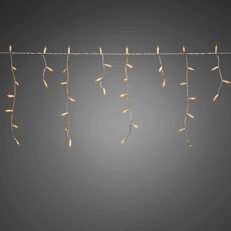 Konstsmide LED Lichtsnoer Icicle | 5m 200 Lichtpunten Extra Warmwit | 4W 31V | 12-36cm strengen | Buitengebruik 10m aansluitsnoer