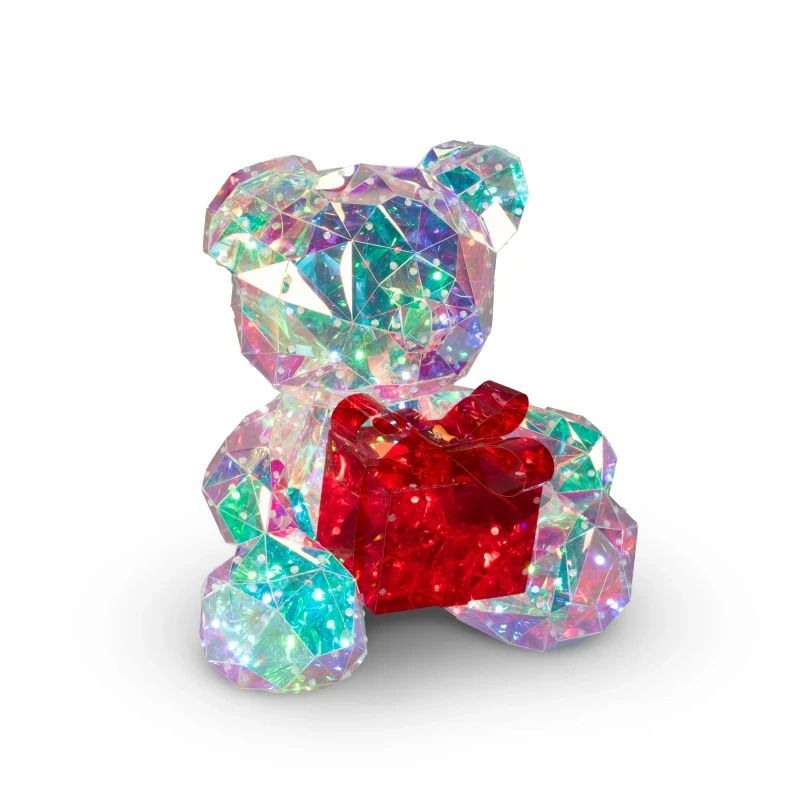 Konstsmide LED Decoratie 3D Teddy Beer | 80 Lichtpunten Multicolor | 40x37cm | Diamond Iriserend Effect | 1.8m USB | Binnengebruik