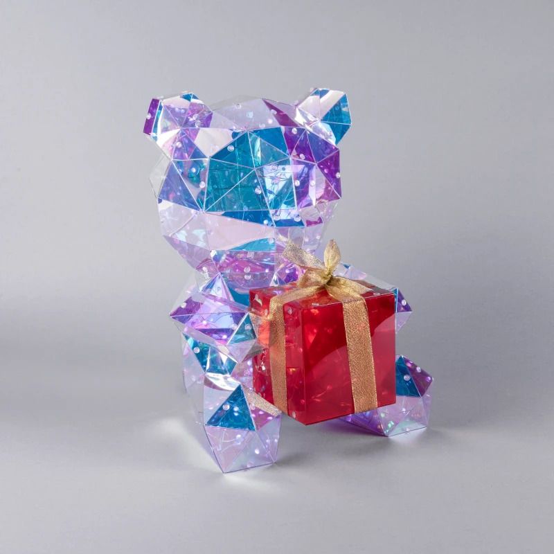 Konstsmide LED Decoratie 3D Teddy Beer | 80 Lichtpunten Multicolor | 40x37cm | Diamond Iriserend Effect | 1.8m USB | Binnengebruik