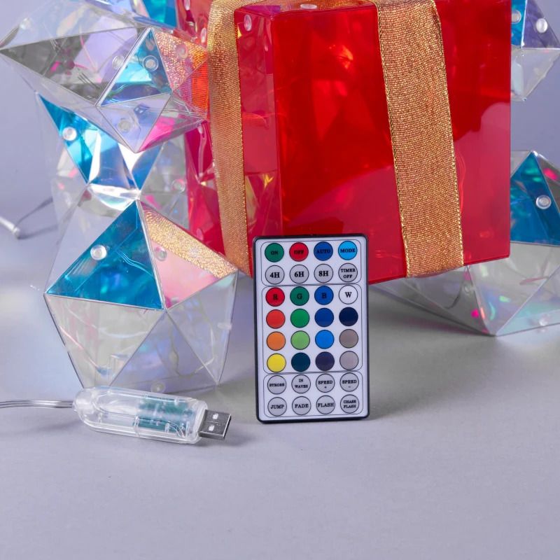 Konstsmide LED Decoratie 3D Teddy Beer | 80 Lichtpunten Multicolor | 40x37cm | Diamond Iriserend Effect | 1.8m USB | Binnengebruik
