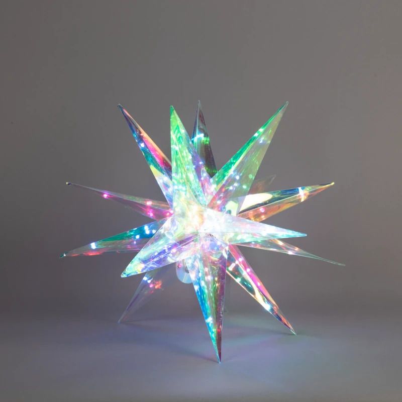 Konstsmide 3D Ster | 100 Lichtpunten Iriserend Soft Multicolor | 45x34cm | USB 1,8m | Alleen voor binnen | Met bedieningsknop