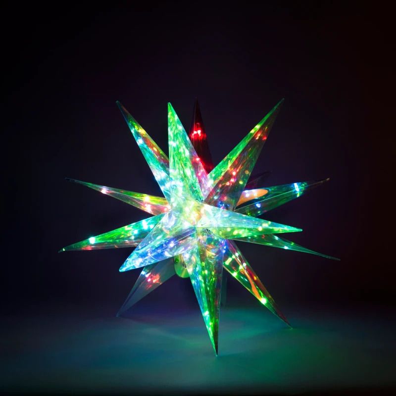 Konstsmide 3D Ster | 100 Lichtpunten Iriserend Soft Multicolor | 45x34cm | USB 1,8m | Alleen voor binnen | Met bedieningsknop
