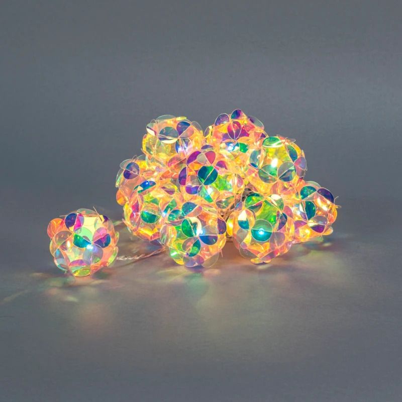 Konstsmide Lichtketting 3D Diamant | 10 Lichtpunten warmwit 1,5m | Batterij 6u timer | Binnen/Buiten IP44 | Spacing 15cm