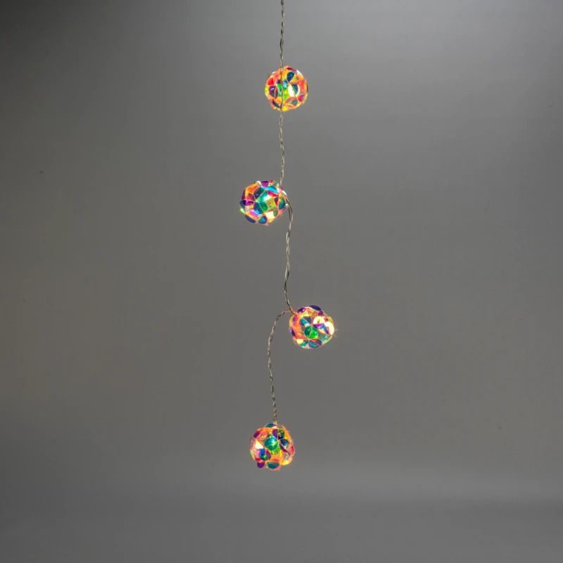 Konstsmide Lichtketting 3D Diamant | 10 Lichtpunten warmwit 1,5m | Batterij 6u timer | Binnen/Buiten IP44 | Spacing 15cm