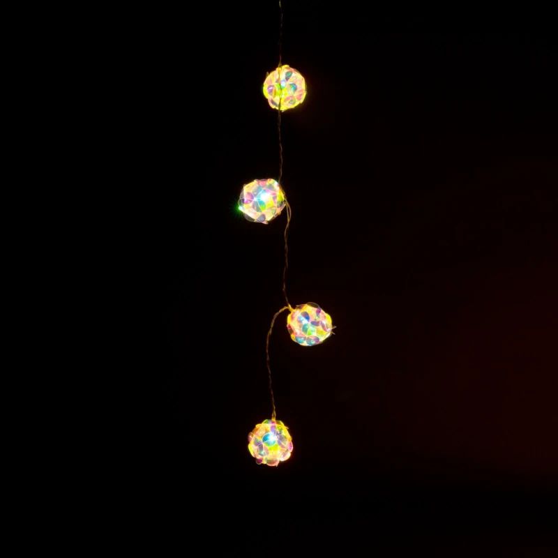 Konstsmide Lichtketting 3D Diamant | 10 Lichtpunten warmwit 1,5m | Batterij 6u timer | Binnen/Buiten IP44 | Spacing 15cm