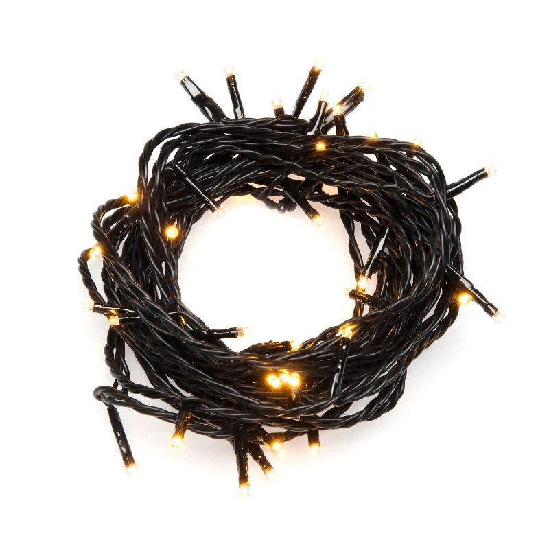 Konstsmide Micro LED Lichtsnoer Lichtketting | 1.2W Extra Warmwit 24V | 20 Lichtpunten | 16cm spacing | 3.04m zwart snoer, 10m aansluitsnoer, buitentrafo