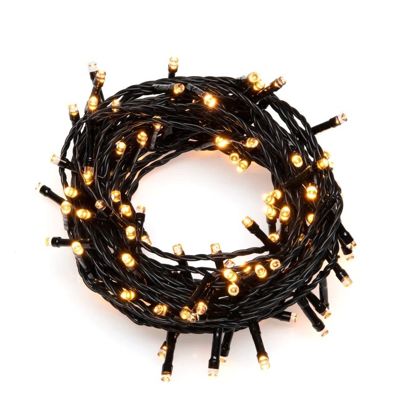 Konstsmide Micro LED Lichtketting | 20W Extra Warmwit 400 Lichtpunten 24V | 27,93m Zwarte Kabel | Buitengebruik IP44 | 7cm spacing