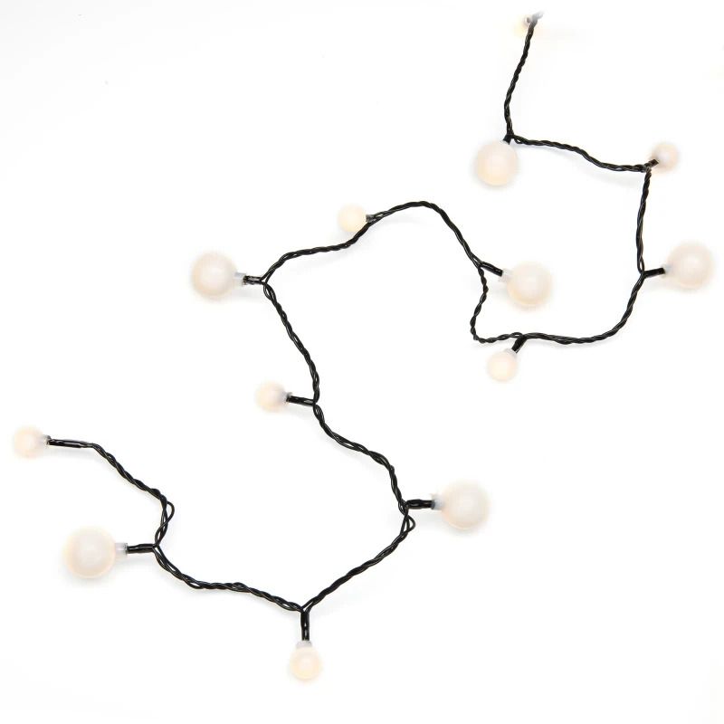 Konstsmide LED Globelichtsnoer | 2,4W Warm Wit | 24V | 10 Lichtpunten | 6,32m snoer, 5m aansluitsnoer, Zwarte kabel | Niet geschikt voor buiten
