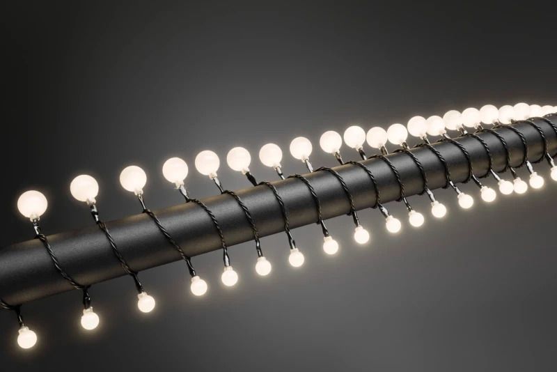 Konstsmide LED Globelichtsnoer | 2,4W Warm Wit | 24V | 10 Lichtpunten | 6,32m snoer, 5m aansluitsnoer, Zwarte kabel | Niet geschikt voor buiten