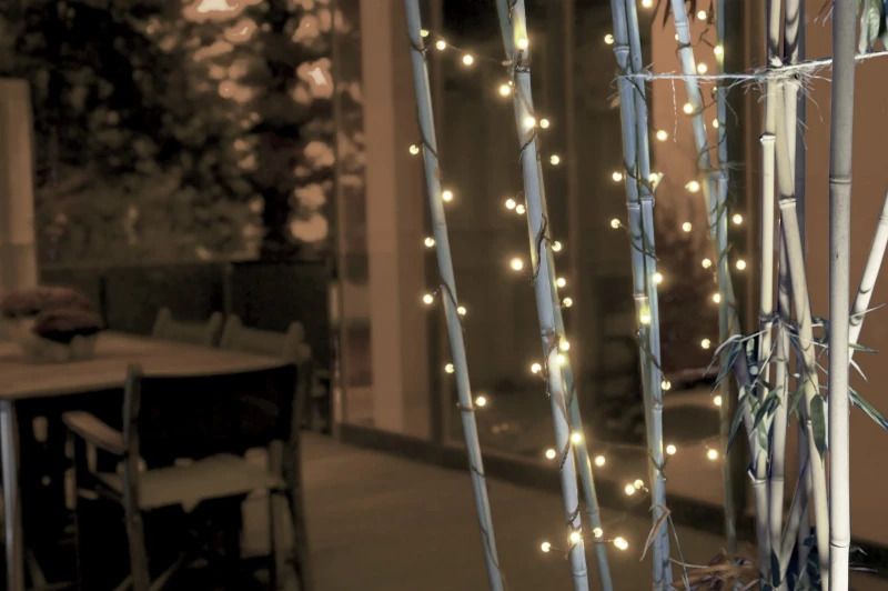 Konstsmide LED Lichtketting | 160 Lichtpunten Warm Wit 4.8W 24V | 12.72m 8cm spacing 5m aansluitsnoer Zwarte kabel Buitentrafo IP44