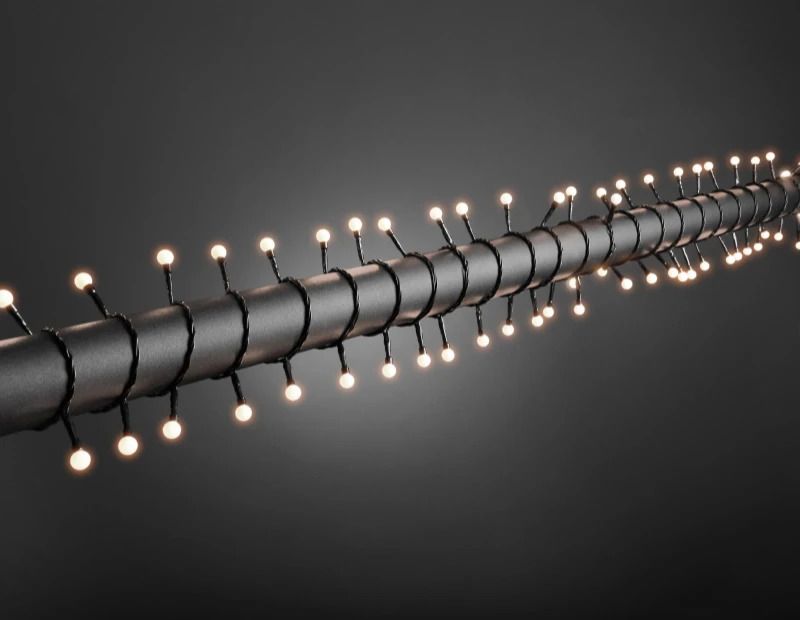 Konstsmide LED Lichtketting | 160 Lichtpunten Warm Wit 4.8W 24V | 12.72m 8cm spacing 5m aansluitsnoer Zwarte kabel Buitentrafo IP44