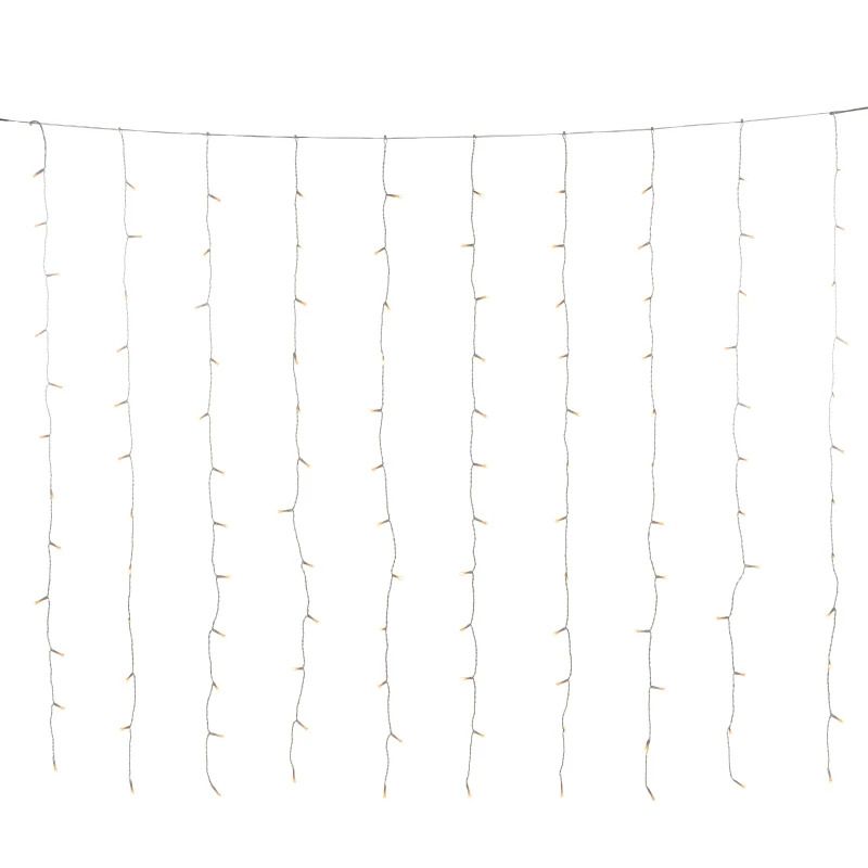 Konstsmide LED Lichtgordijn | 120 Lichtpunten Extra Warm Wit | 3.6W 30V | 140x120cm | 5m snoer | Transparante kabel | Alleen voor binnengebruik