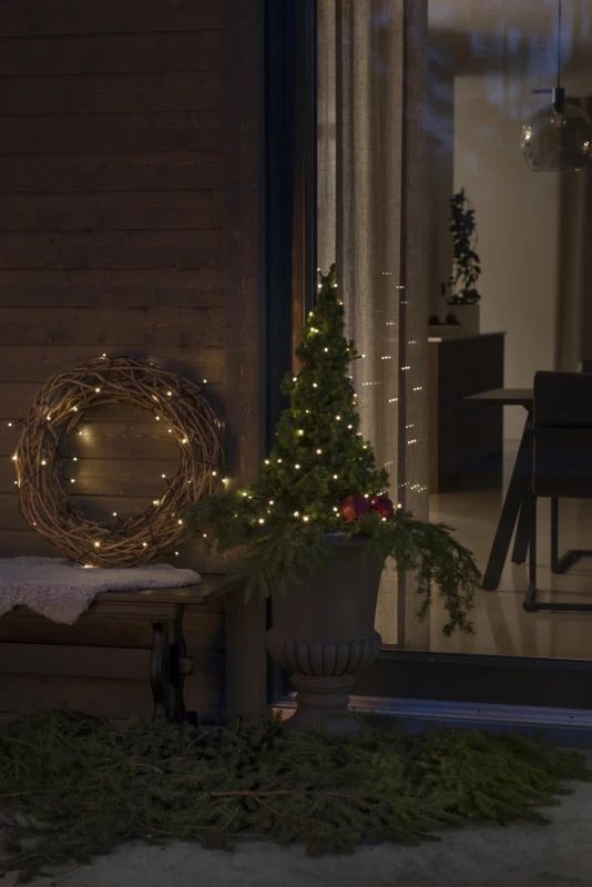 Konstsmide LED Lichtketting | 80 Lichtpunten Warmwit Frosted | 1,6W 1,5V | 7,9m Timer Lichtsensor Batterij Buiten | 50cm aansluitsnoer