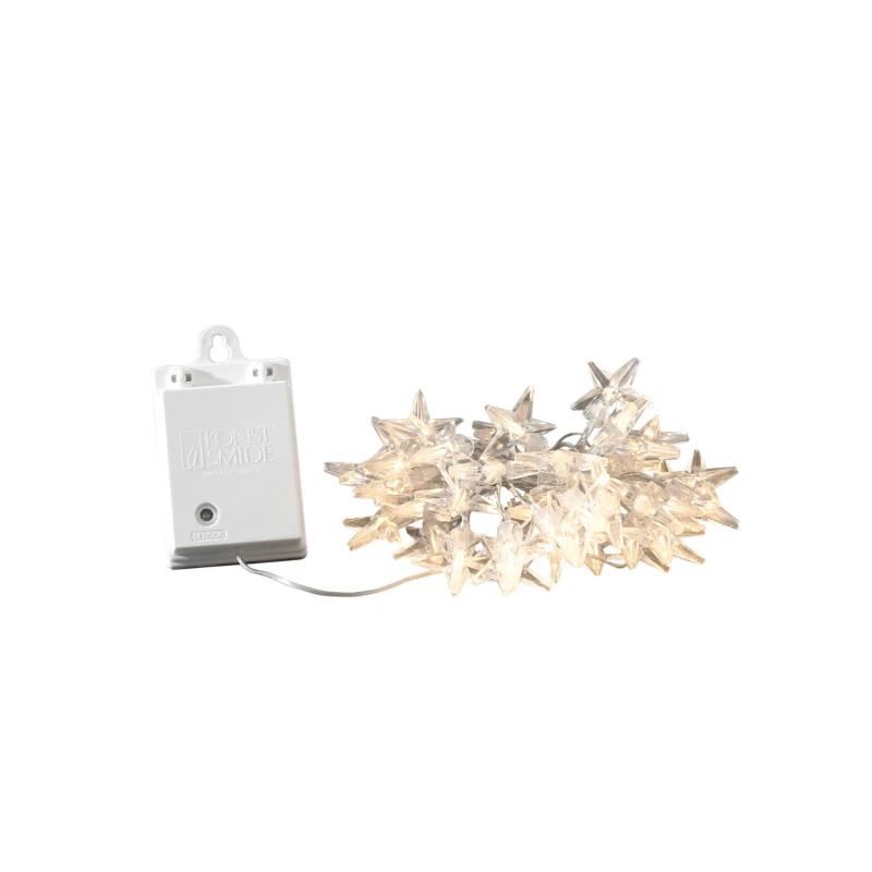 Konstsmide LED Deco Lichtketting | 40 Acrylsterren, Lichtsensor, 6/9-uurs timer | 1,92W 1,5V | Op batterij | Geschikt voor buitengebruik
