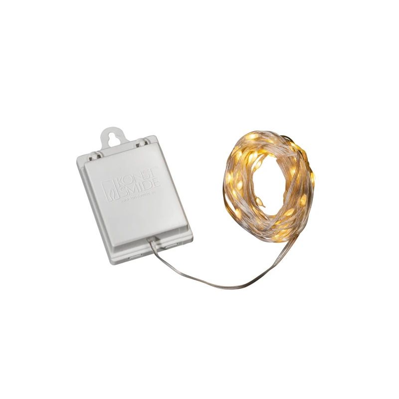 Konstsmide Lichtketting Druppel | 80 Lichtpunten Extra Warm Wit | 7,9m, Spacing 10cm | 1,6W, 1,5V | Timer, Multifunctie, Transparant, Batterij, Buiten