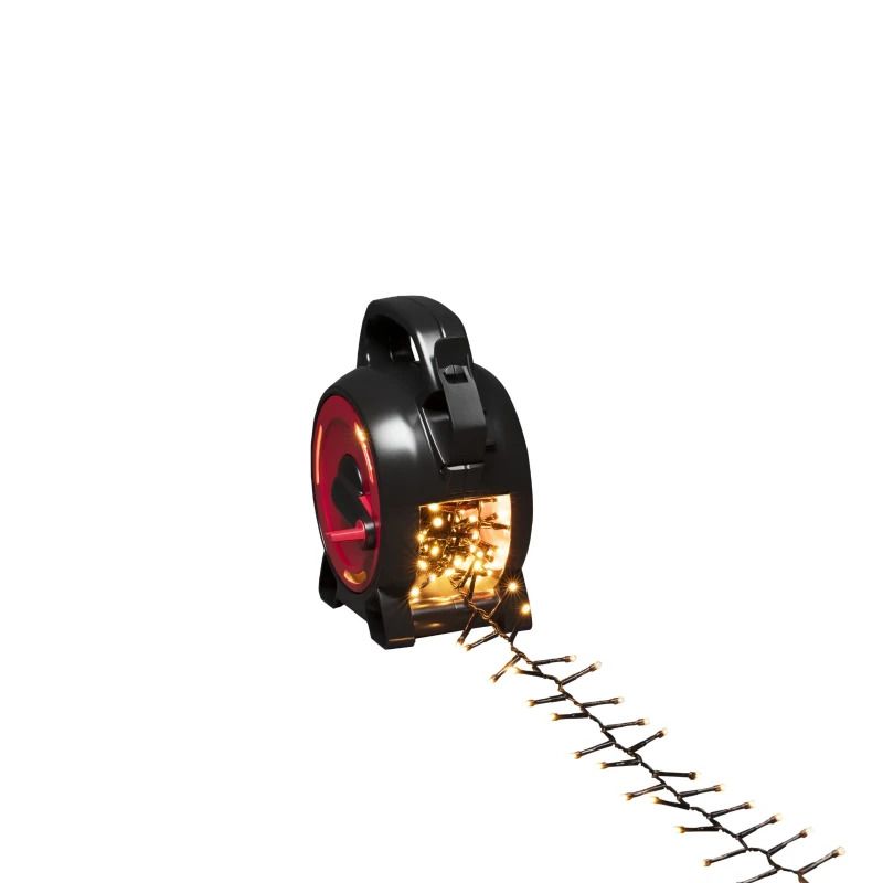 Konstsmide Micro LED Lichtketting | 4,5W 300 Lichtpunten Extra Warm Wit | 30V | 6,58m | Zwarte kabel | Buitengebruik | Gepatenteerde kabeloproller