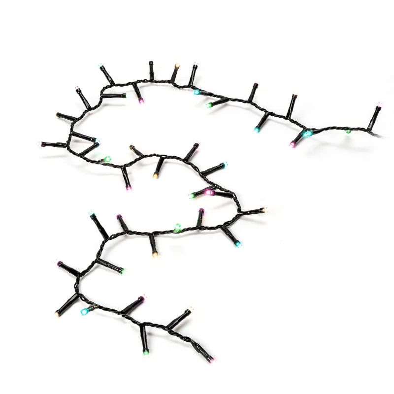 Konstsmide Micro LED Compact Lichtketting | 400 Lichtpunten, 6W, Soft Multicolor, 30V | 8,78m, Spacing 2,2cm, Zwarte Kabel, 5m Aansluitsnoer, Buiten Gebruik