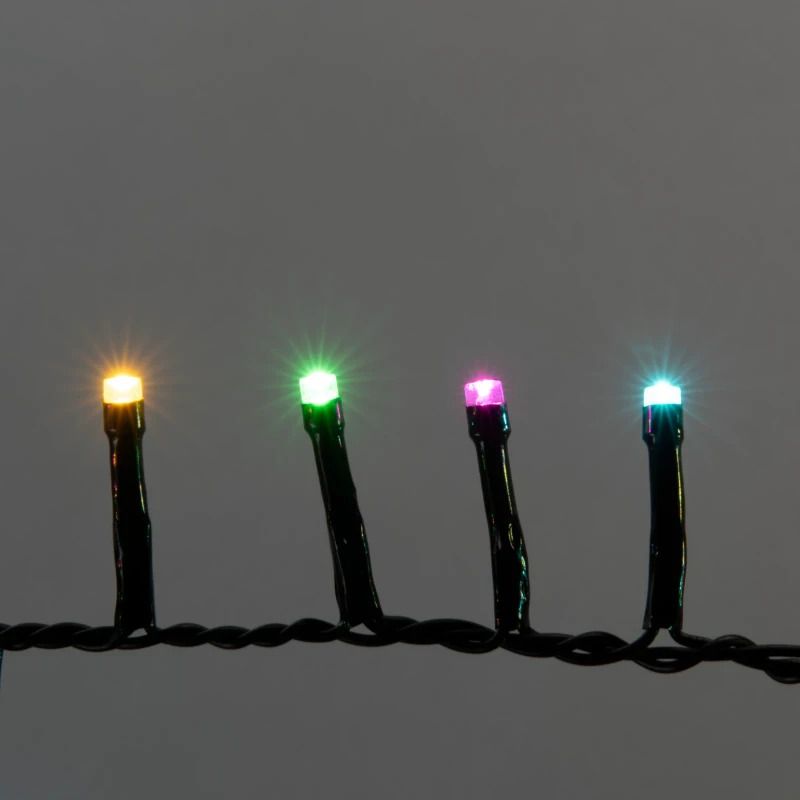 Konstsmide Micro LED Compact Lichtketting | 400 Lichtpunten, 6W, Soft Multicolor, 30V | 8,78m, Spacing 2,2cm, Zwarte Kabel, 5m Aansluitsnoer, Buiten Gebruik