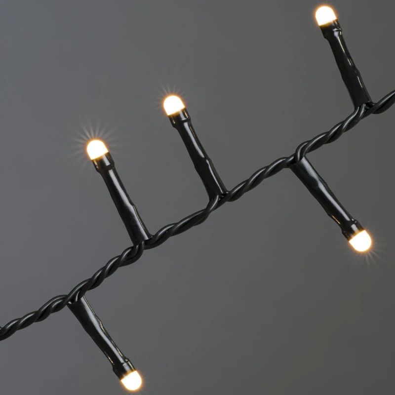 Konstsmide Micro LED Lichtsnoer | 400 Lichtpunten Extra Warm Wit Frost | 6W 30V | 8,78m | Zwarte Kabel, Binnentrafo | Spacing 2,2cm | Alleen voor binnen