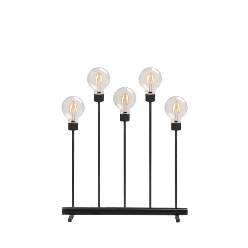 Konstsmide LED Kandelaar | 3,5W Extra Warmwit 24V | 5 Lichtpunten, Matzwart, Dimbaar | 45x54cm | Alleen Binnen, Zwarte Kabel