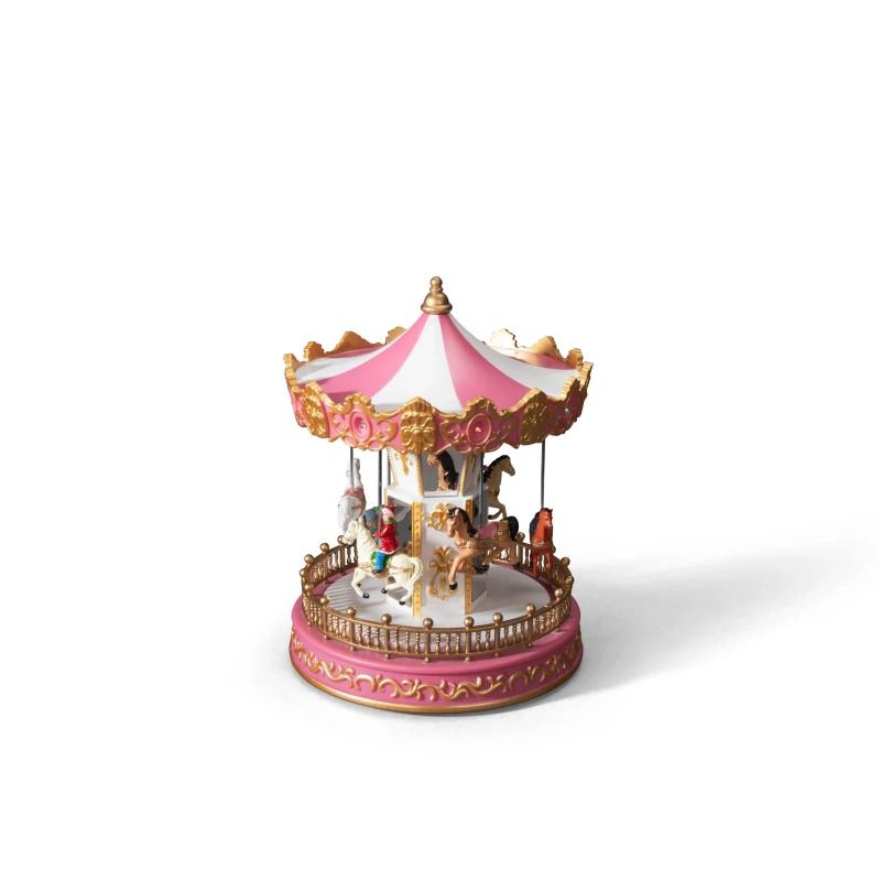 Konstsmide LED Wintertafereel Paardencarrousel | 0,7W Multicolor | 14 Lichtpunten | 1,5V | Muziek, 6u timer, batterij/USB-C | Binnengebruik