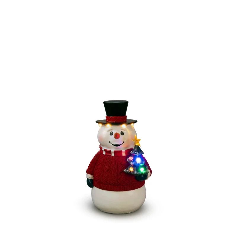 Konstsmide LED Decoratieve Staande Sneeuwpop | 9 Lichtpunten Multicolor | 21x35cm | 6u Timer, 3xAA Batterij (excl.) | Buiten Gebruik