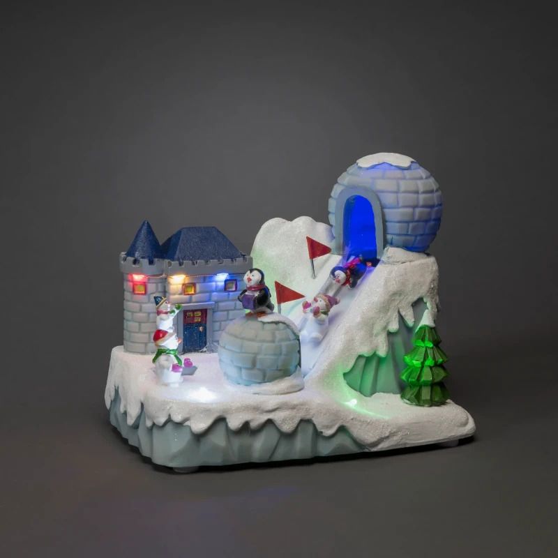 Konstsmide LED Decoratie Skipiste | 8 Lichtpunten Multicolor, Kerstmelodieën, 0.5W | 4.5V Trafo | Voor Binnen | 16.5x21.5cm | Niet Dimbaar
