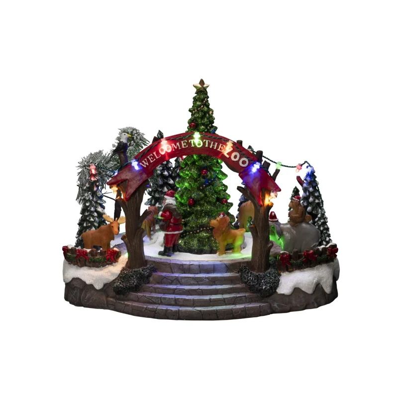 Konstsmide Decoratief Wintertafereel | 19 Lichtpunten Multicolor, Bewegende Delen, Muziek | 4.5V | 28x20cm | Voor Binnen | 1.8m Snoer, 3x AA (excl.)