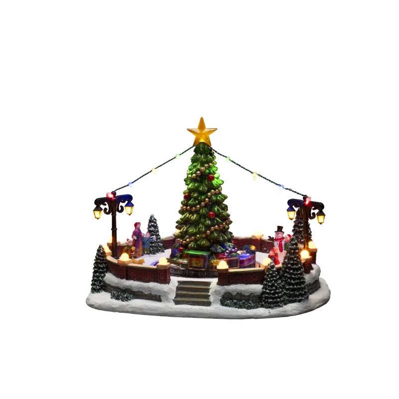 Konstsmide LED Wintertafereel Dorpsplein | 1,38W Multicolor | 18x12cm | 23 Lichtpunten | USB-C of 3x AAA | Binnengebruik | Niet dimbaar