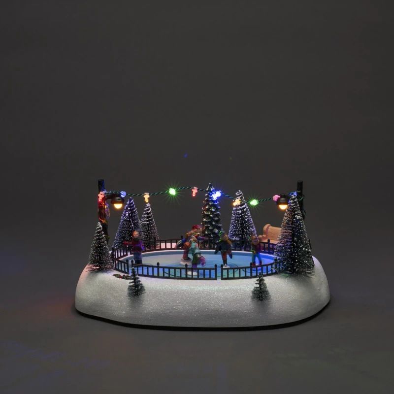 Konstsmide LED Wintertafereel | 12 Lichtpunten Multicolor | 0,72W 1,5V | 26,5x13cm | Animatie & muziek | Binnengebruik | Batterij/USB-C