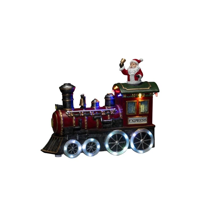 Konstsmide LED Wintertafereel Trein | 1,44W Multicolor 24 Lichtpunten | 29x22,5cm | Animatie & muziek | USB-C/batterij | Binnengebruik