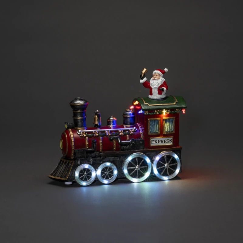 Konstsmide LED Wintertafereel Trein | 1,44W Multicolor 24 Lichtpunten | 29x22,5cm | Animatie & muziek | USB-C/batterij | Binnengebruik