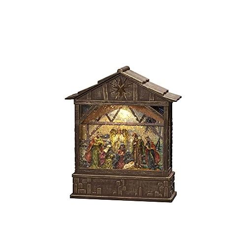 Konstsmide LED Watergevulde Lantaarn Kerststal | 0.1W Warm Wit 1.5V | 1 Lichtpunt | 25.5x22cm | USB/Batterij 3xC | Timer | Voor binnen